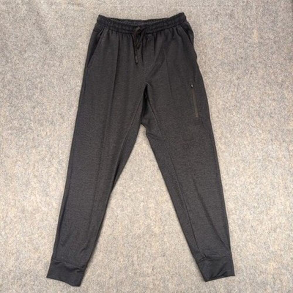 LEG3ND Jogger Pants Mens Medium Gray Knit Elastic Waist Zip Pocket Stretch